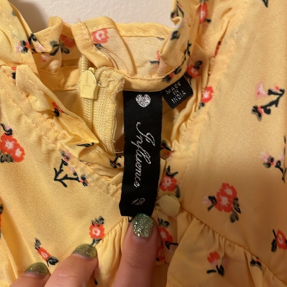 🌟5 for $25🌟 NWOT ASOS Influence tiered ruffle smock dress in yellow floral print - Picture 6 of 8